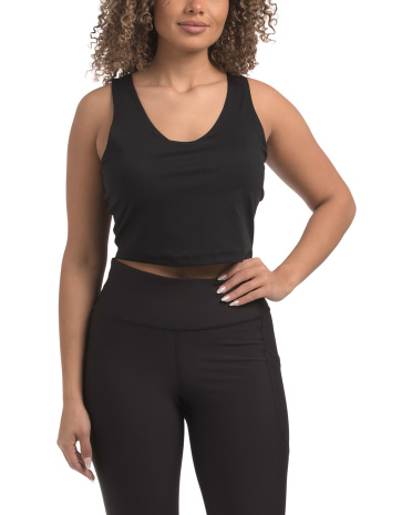 lux everyday cloud support cropped tank with bra cups inside for women | polyester/spandex