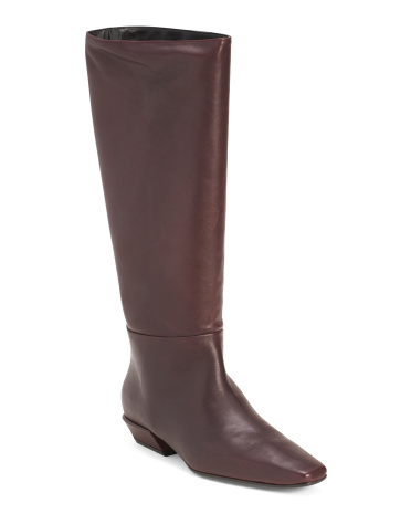 leather western heeled high shaft boots for women | leather/man-made sole