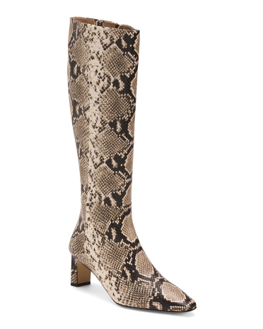 leather margarite heeled knee high boots for women | leather/man-made sole