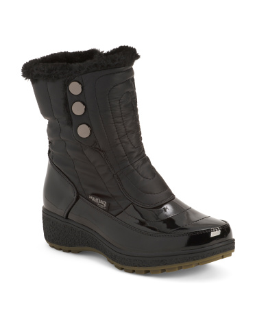 harper waterproof cozy collar side zip winter boots for women | man-made sole