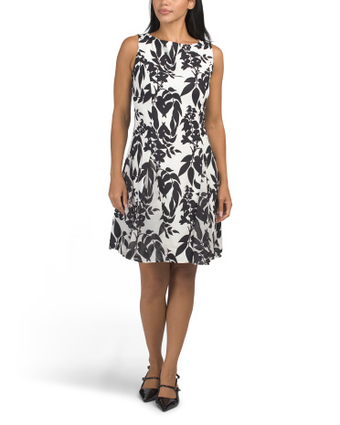 sleeveless boatneck fit and flare mini cocktail dress for women | polyester/spandex