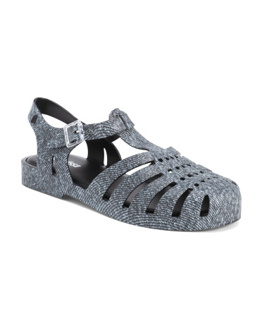 possession denim print sandals for women | man-made sole