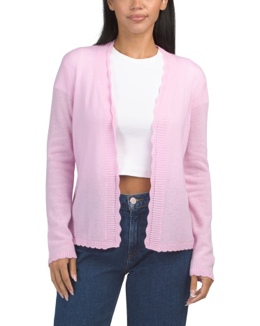 cashmere leah scalloped trim mini duster