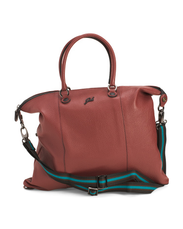 leather convertible large satchel for women