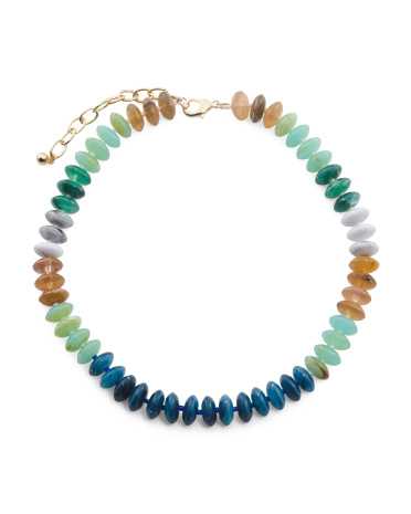 blue combo beaded necklace for women