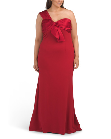one shoulder bow gown for women | polyester
